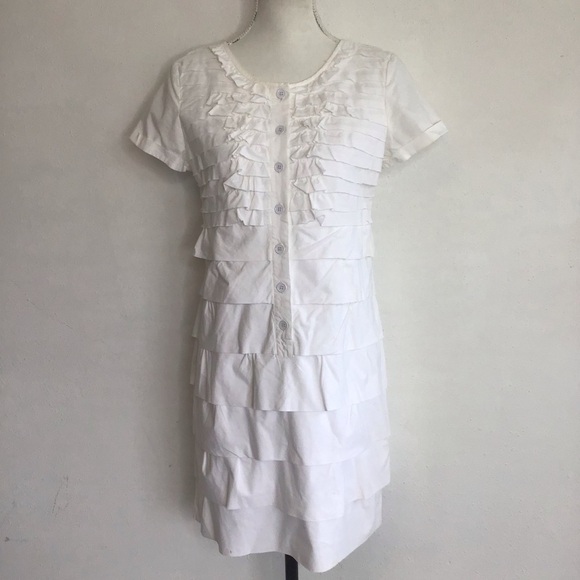 J. Crew Dresses & Skirts - J. Crew Women Classic White Tiered Ruffled Scoop Neck Mini Summer Dress Size 4